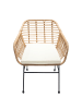 home24 home24 Balkonset 3-teilig Beige / Schwarz - Polyrattan, Stahl & Polyester mit Glasplatte in Beige / Schwarz