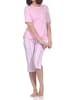 NORMANN Schlafanzug Capri kurzarm Streifenoptik Übergrössen in rosa