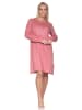 NORMANN Langarm Kuschel Interlock Nachthemd Langarm Frontprint in rosa