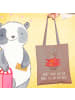Mr. & Mrs. Panda Shopping Tasche Krebs Astrologie mit Spruch in Braun Pastell
