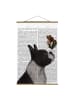 WALLART Stoffbild mit Posterleisten - Tierlektüre - Terrier mit Eis in Schwarz-Weiß