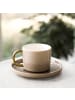 Mulex Elegante Porzellan-Kaffeetassen 200ml  goldenem Henkel und Unterteller in Braun