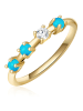 Glanzstücke München Ring aus Sterling Silber mit Zirkonia und Türkis in gelbgold