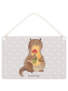 Mr. & Mrs. Panda Deko Schild Otter Blumenstrauß ohne Spruch in Grau Pastell