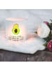 Mr. & Mrs. Panda Glas Windlicht Avocado Kern mit Spruch in Transparent