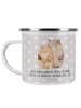 Mr. & Mrs. Panda Emaille Tasse Bären Liebe mit Spruch in Grau Pastell