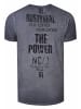 Rusty Neal Verwaschenes T-Shirt mit Doppelter Knopfleiste in Anthrazit