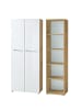 KADIMA DESIGN Büro-Set 2-teilig, Schrank Regal, Glas Front Modern in Chalet-Eiche-Nb.-Weiß