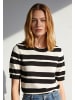 More & More Kurzarm-Pullover mit Streifen in black/offwhite
