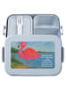 Mr. & Mrs. Panda Bentobox Flamingo Classic Design mit Spruch in Blau Pastell