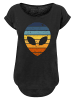 F4NT4STIC Long Cut T-Shirt Alien Sonnenuntergang Retro in schwarz