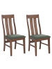 MCW 2er-Set Esszimmerstuhl M58, Dunkles Gestell, dunkelgrün