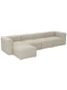 58 aufm Kessel SOFA 4-Sitzer mit Hocker links Kattrina Flachgewebe creme