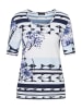 GOLDNER Kurzgröße:  Shirt in weiß / blau / marine / gemustert