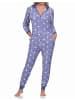 NORMANN Jumpsuit Schlafanzug Overall Coralfleece Tupfen Punkte - 76722 in blau