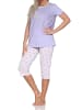 NORMANN Schlafanzug Capri Shorty Pyjama kurzarm Tupfen Punkte in lila