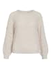 Vila Eleganter Pullover mit verspieltem Strickmuster und Rundhals. in Natur