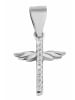 Adeliás Damen Anhänger Kreuz mit Flügel aus 925 Silber mit Zirkonia in silber