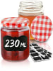 Praknu 25 Marmeladengläser 230 ml mit Deckel - Mit Etiketten & Stift -