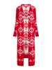 IZIA Damen Long Cardigan in Rot Weiss