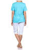 NORMANN Schlafanzug kurzarm Capri Pyjama Pyjamahose Herz print - 85062 in hellblau