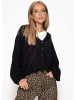 SASSYCLASSY Feinstrick Cardigan mit V-Ausschnitt in Schwarz