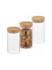 relaxdays 3 x Vorratsglas in Transparent/ Natur - 1000 ml
