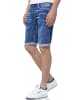 Rusty Neal Jeans Shorts "RUBEN" mit Kontrast-Naht und offener Knopfleiste in Blue Used