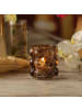 MARELIDA Teelichthalter BUBBLE Glas Windlicht H: 9cm in braun