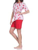 NORMANN Kurzarm Schlafanzug Shorty Pyjama Tupfen Punkte Look in rot