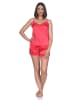 NORMANN Satin Schlafanzug Shorty Pyjama Ärmellos in rot