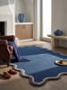 KADIMA DESIGN Teppich Wolle für Fußbodenheizung ALHAM modern Wohnzimmer Diele in Marineblau