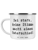Mr. & Mrs. Panda Emaille Tasse Spruch Deine Stimme zählt mit Spruch in Weiß