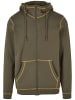 Urban Classics Zip-Kapuzenpullover in olive/yellow