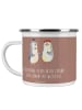 Mr. & Mrs. Panda Emaille Becher Ehevertrag Zukunft mit Spruch in Braun Pastell