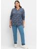 sheego Langarmshirt in tiefblau-gemustert