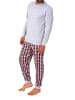 NORMANN langarm Schlafanzug Pyjama Bündchen und karierter Jersey Hose - 83213 in grau