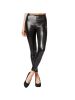 tectake Lange Leggings in glänzendem Metallic-Look, schwarz