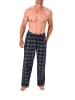 NORMANN Lange Schlafanzug Pyjama Flanell Hose kariert - 88090 in grau/marine