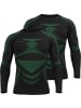 normani 2 x Thermooberteil Langarm Shirt Skiunterwäsche für Herren in Schwarz/Grün