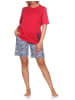 NORMANN Kurzarm Pyjama Schlafanzug Shorty Maritimer Look in rot