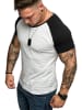 Amaci&Sons Basic Raglan T-Shirt mit Rundhalsausschnitt SALEM in Weiß/Schwarz