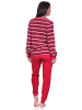 NORMANN Frottee Schlafanzug lang Pyjama Bündchen Streifen - 76531 in rot