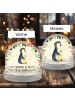 Mr. & Mrs. Panda Weihnachts Schneekugel Pinguin Blumen mit Spruch in Naturpapier