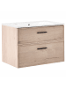 Beliani 2-tlg Badezimmerschrank mit Waschbecken YELCHO in Braun/Weiß/Schwarz