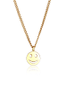 Elli Halskette 925 Sterling Silber mit Smiling Face in Gold