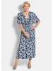 GOLDNER Kurzgröße:  Wickelkleid mit floralem Design in marine / weiß / geblümt