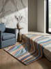 KADIMA DESIGN Teppich Wolle Handgetuftet DERWENT Wellen Muster Wohnzimmer in Multicolor-Blau