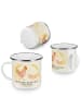 Mr. & Mrs. Panda Camping Emaille Tasse Huhn Stolz mit Spruch in Vintage