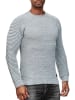 Rusty Neal Schwerer Biker Grobstrick Rundhals-Pullover in Grau